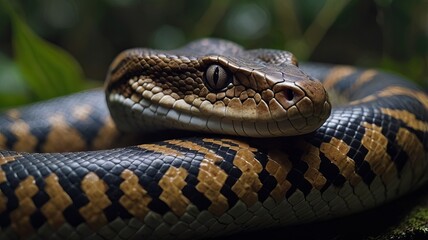 Fototapeta premium Realistic close up shot of deadly snakes ,poisonous snake ,viper snake ,cobra ,black mamba ,Ai gen