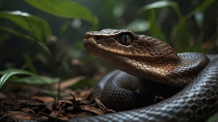 Realistic close up shot of deadly snakes ,poisonous snake ,viper snake ,cobra ,black mamba ,Ai gen