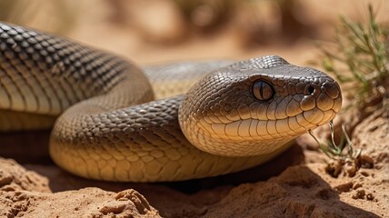 Fototapeta premium Realistic close up shot of deadly snakes ,poisonous snake ,viper snake ,cobra ,black mamba ,Ai gen
