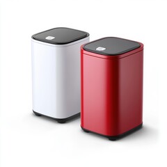 Modern Trash Cans in Red and White Color Variations