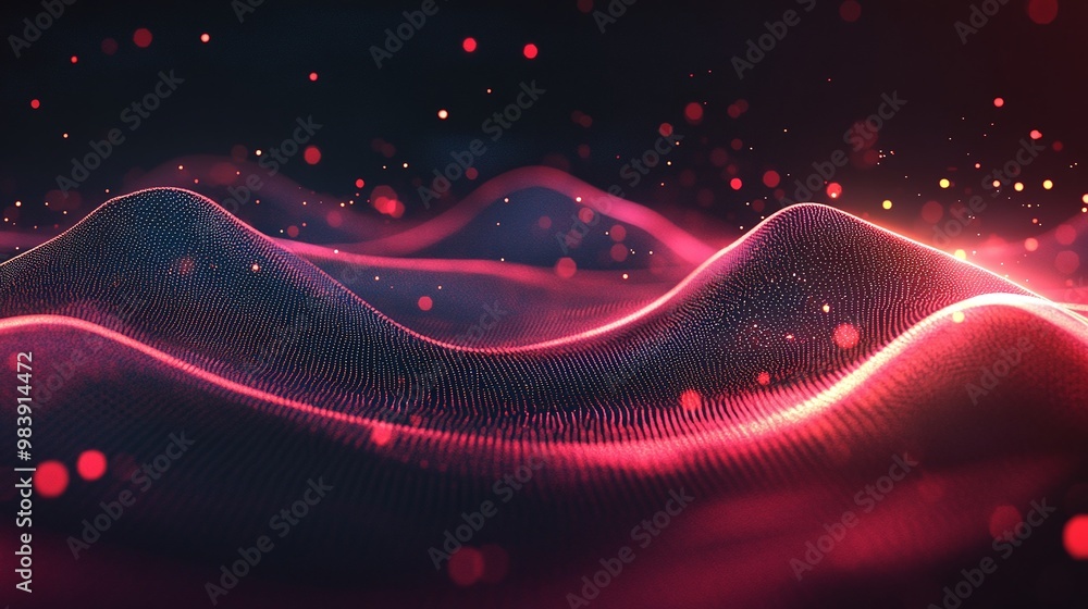 Aufkleber stunning abstract waves with vibrant colors and glowing particles, creating a mesmerizing atmosphere
