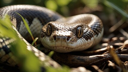 Fototapeta premium Realistic close up shot of deadly snakes ,poisonous snake ,viper snake ,cobra ,black mamba ,Ai gen