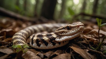 Obraz premium Realistic close up shot of deadly snakes ,poisonous snake ,viper snake ,cobra ,black mamba ,Ai gen