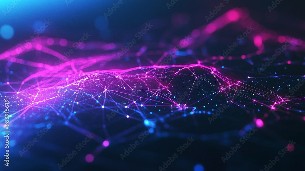 Aufkleber vibrant abstract digital connection graphic with glowing lines and nodes, perfect for technology and