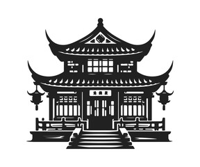 Chinese house silhouette illustration