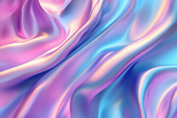 Obraz premium Smooth pink and blue satin fabric flowing and forming abstract shapes
