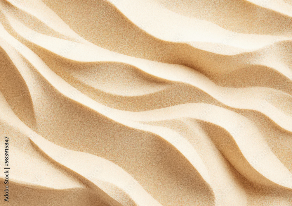 Poster Aerial view of wind creating smooth wavy patterns on sand dune background