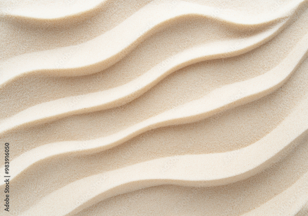 Poster aerial view of sand texture forming wavy lines background