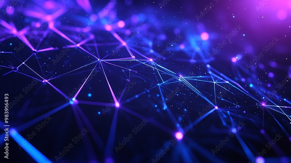Poster vibrant abstract network background featuring glowing lines and nodes. ideal for technology and digi