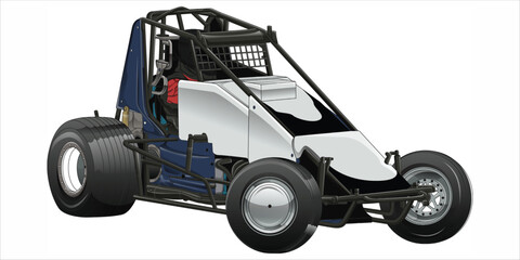 Outline grey and painted racing car. Isolated in black background, for t-shirt design, print. and for business purposes.