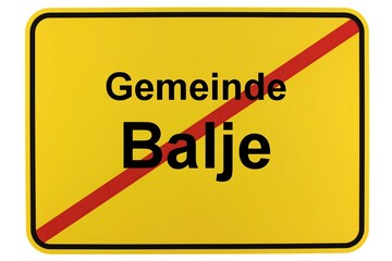 Illustration eines Ortsschildes der Gemeinde Balje in Niedersachsen