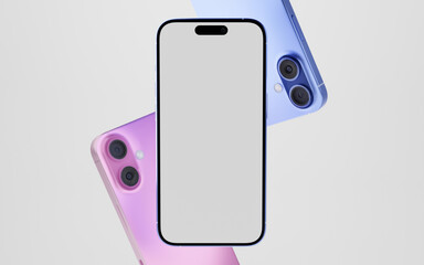 Smartphone with a blank screen on a white background. Smartphone mockup closeup isolated on white background.