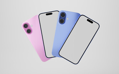 Smartphone with a blank screen on a white background. Smartphone mockup closeup isolated on white background.