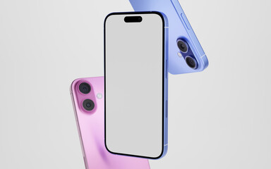 Smartphone with a blank screen on a white background. Smartphone mockup closeup isolated on white background.