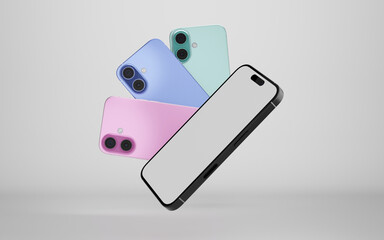 Smartphone with a blank screen on a white background. Smartphone mockup closeup isolated on white background.