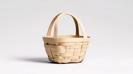 Rustic Charm: A simple, handwoven basket on a clean white background, evoking a sense of natural beauty and practicality. 