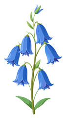 Charming Bluebell Flowers Illustration with Vibrant Blue Petals and Green Stems - Ideal for Spring and Nature-Themed Designs, Bluebell Flowers Vector, Bluebell Vector Illustration