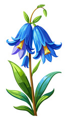 Charming Bluebell Flowers Illustration with Vibrant Blue Petals and Green Stems - Ideal for Spring and Nature-Themed Designs, Bluebell Flowers Vector, Bluebell Vector Illustration