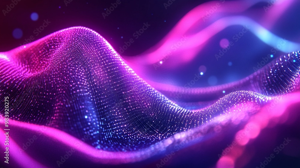 Poster vibrant waves of color and light create a mesmerizing abstract background with dynamic fluid motion 