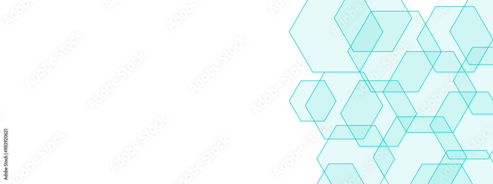 Aufkleber Abstract Hexagonal Network Design with Light Blue Geometric Shapes. Chemical pattern, futuristic pattern for background, backdrop. Geometric overlapping hexagon pattern