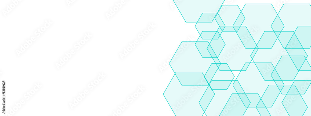 Poster abstract hexagonal network design with light blue geometric shapes. chemical pattern, futuristic pat