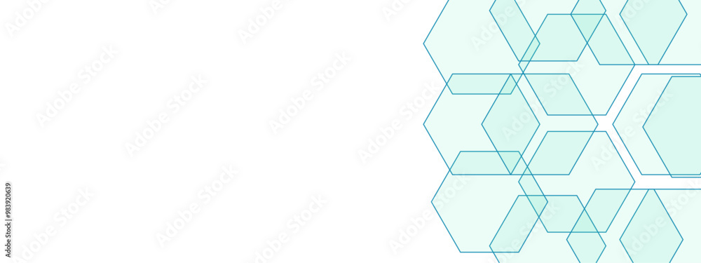 Poster abstract hexagonal network design with light blue geometric shapes. chemical pattern, futuristic pat