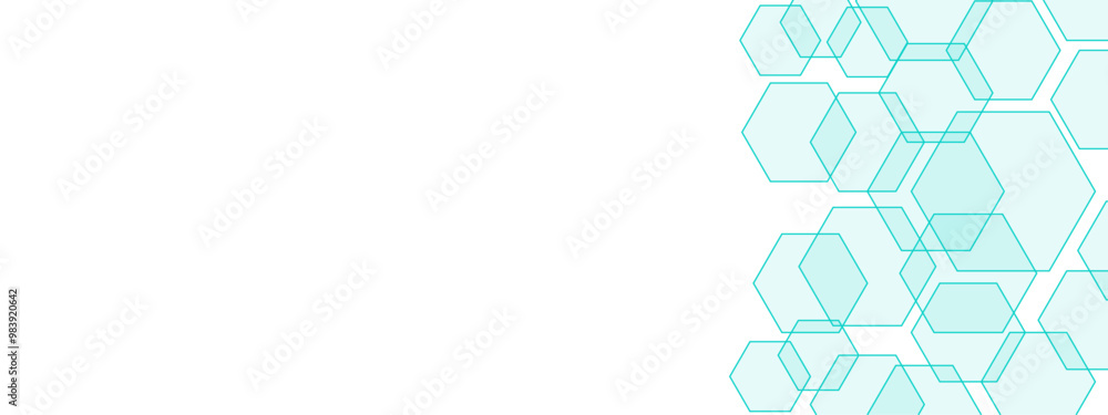 Aufkleber Abstract Hexagonal Network Design with Light Blue Geometric Shapes. Chemical pattern, futuristic pattern for background, backdrop. Geometric overlapping hexagon pattern