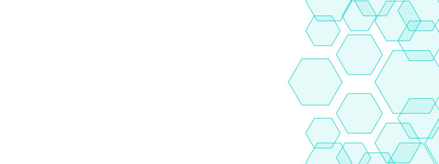 Abstract Hexagonal Network Design with Light Blue Geometric Shapes. Chemical pattern, futuristic pattern for background, backdrop. Geometric overlapping hexagon pattern