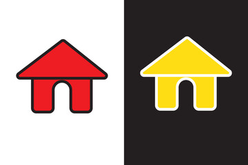 Minimalistic red and yellow house icon