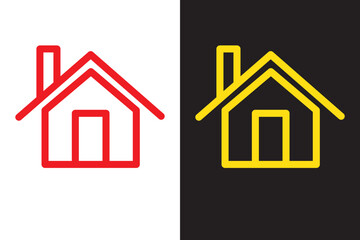 Minimalistic red and yellow house icon