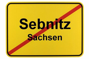 Illustration eines Ortsschildes von Sebnitz in der Sächsischen Schweiz