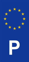 Portuguese Euroband with National Symbol: Blue Background Representing European Union and Portuguese Identity for Vehicle Registration.