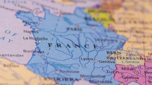 A political map of France, France travel plan, 3d rotating map, holiday planning