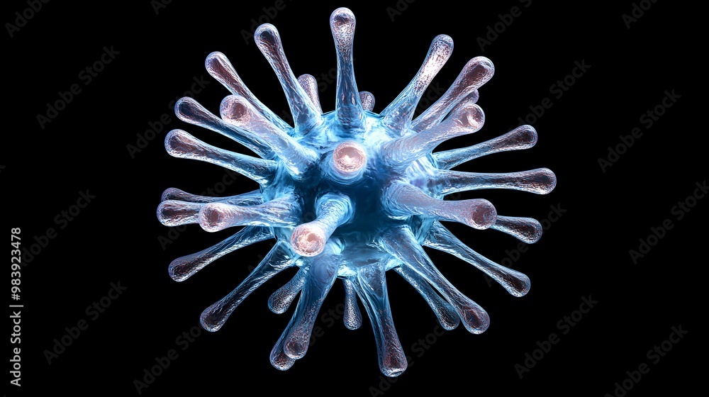 Aufkleber electron microscope view of intricate virus structure, showcasing detailed morphology and complex su