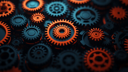 Timeline made of connected gear wheels, symbolizing the progression of industrial development timeline, industrial development