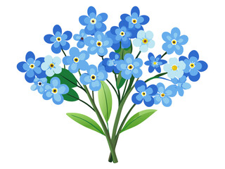 Charming Forget-Me-Not Flower Illustration - Delicate Blue Blooms with Yellow Centers, Perfect for Spring and Botanical Art, Forget-Me-Not Vector Illustration, Forget-Me-Not Flower Vector