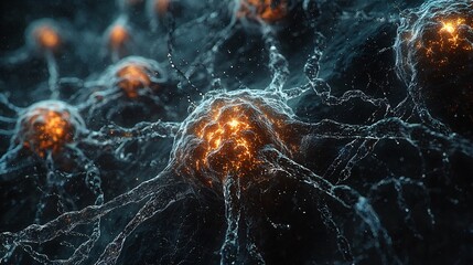 A futuristic AI visualization of brain cells regenerating and the challenges faced due to MS damage