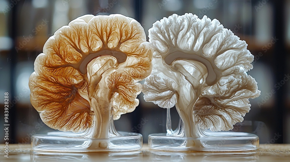 Wall mural a visual representation of how ms affects the brain gray matter and white matter differently