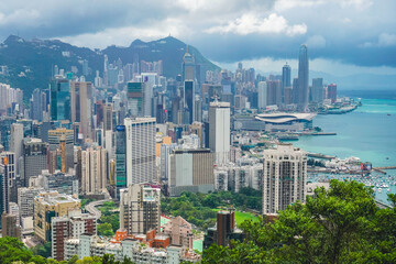 The beautiful townscapescape of Hong Kong metropolis overlook apartment and office buildings in the central business district (CBD)