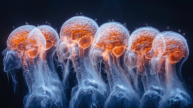 A time-lapse visualization of a brain scan, showing the progression of MS lesions across multiple years