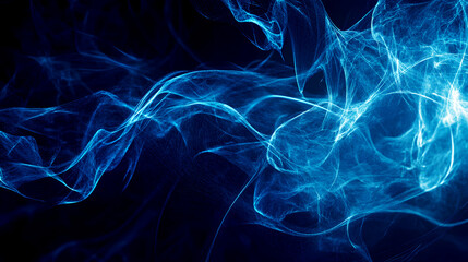 Swirling blue plexus shapes in motion, with lines and points connecting dynamically as they move