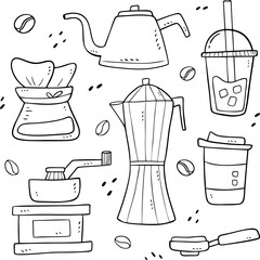 Doodle Hand Drawn Coffee Equipment