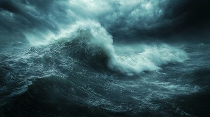 Fototapeta premium Powerful Waves Crashing Under a Stormy Sky