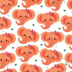 seamless pattern cartoon elephant. cute animal wallpaper for fabric print, gift wrap paper