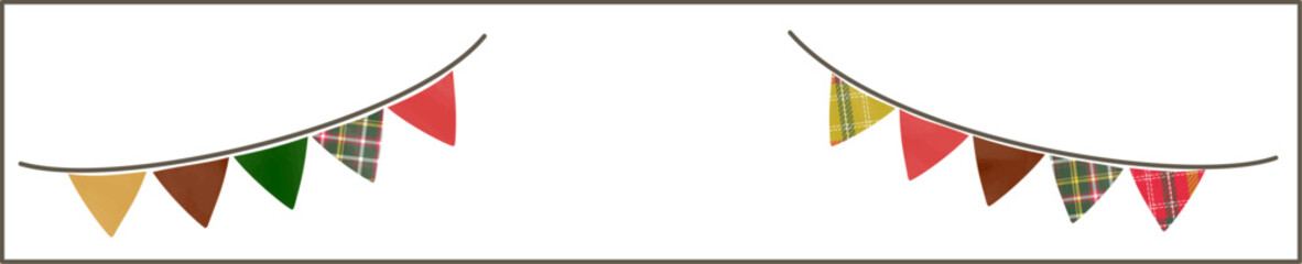 クリスマスカラーのガーランドの素材　背景透過