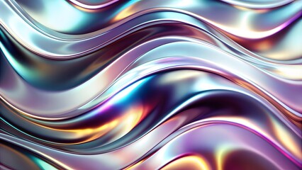 Silver holographic foil. Abstract chrome waves background. Hologram texture. Premium quality. Modern design. abstract 3d wave background