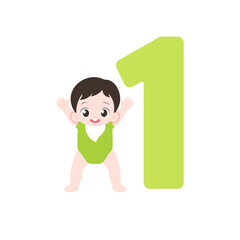 Baby Birthday Number One Light Green