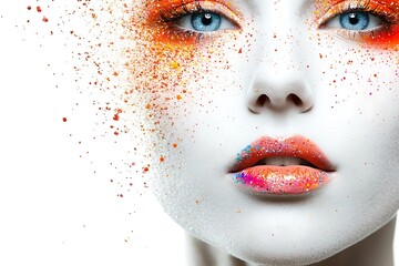 Obraz premium Beautiful woman with creative makeup in winter