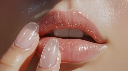 Fototapeta premium beautiful young woman with bright makeup and stylish lips on color background, closeup