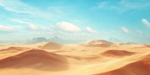 Naklejka premium Desert Landscape with Blue Sky and Clouds.